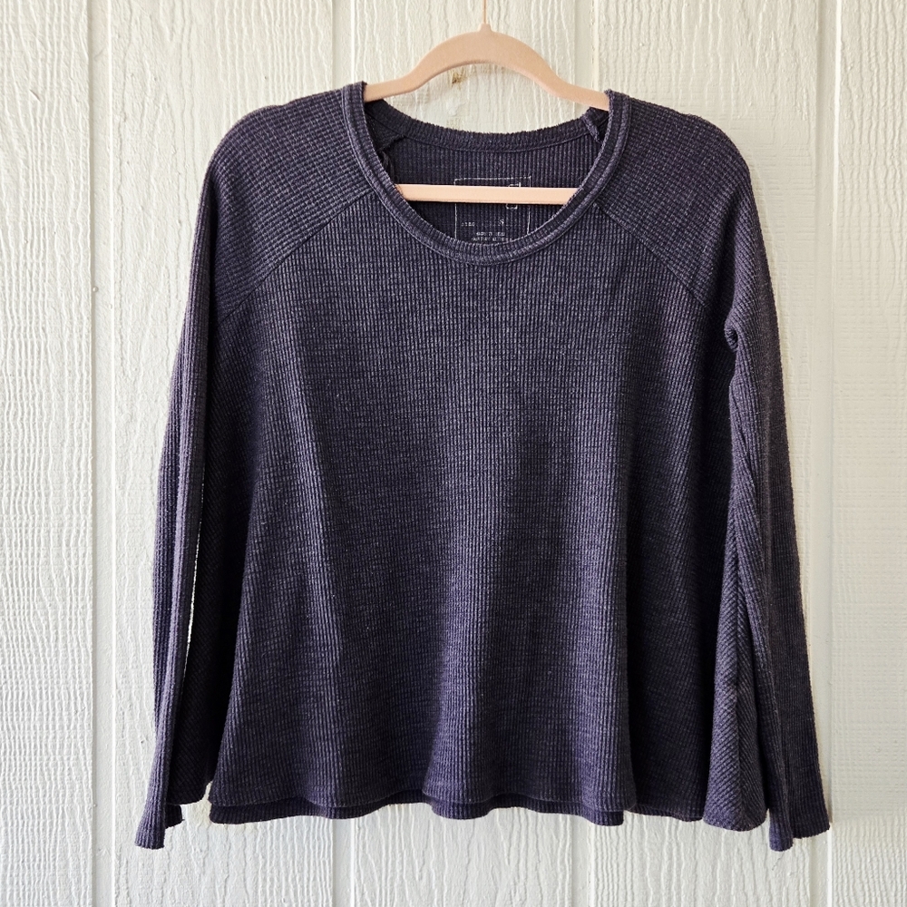 We The Free People Cropped Long Sleeve Thermal Tee Gray Small